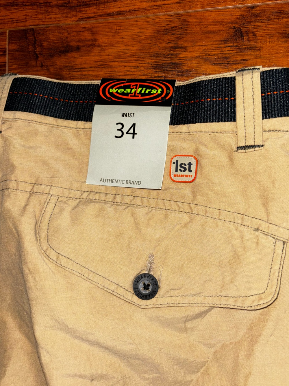 Wear First NWT Cargo Shorts Y2K Khaki Beige Outdoor Utility Cropped Pants + Belt - Picture 12 of 12